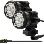 Kit feux de route � led rond 90w 6000k 9000lm chip feu additionnel moto phares de route sans usure spot ...