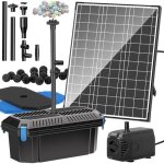 Kit filtre de bassin solaire - zvvn - 20w - d�bit 875l / h - r�gulateur inclus - 4 buses - pompe solaire ...
