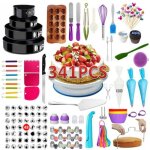 Kit de fournitures de d�coration de g�teaux - 341pcs - outils de p�tisserie - base antid�rapante - d�butants ...