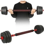 Kit halt�res musculation 2 en 1 avec disques poids ajustable 20kg pour salle de sport ou maison