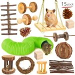 Kit jouet - set ensemble jouet lot de 15 jouets � m�cher pour hamster en bois naturel cochon dinde jouet ...