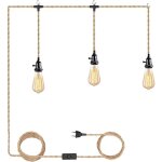 Kit de lustre corde de chanvre vintage cable suspension luminaire avec interrupteur et prise eu diy 3 ...