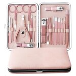 Kit manucure pdicure - professionnel - acier inoxydable - 18 en 1 - portable - ciseaux  ongles