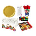 Kit super mario 16 enfants complet anniversaire (16 assiettes 16 gobelets 20 serviettes 1 nappe + 10 ...