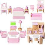 Kit de meubles pour maison de poup�es 5 pi�ces 22 accessoires bois �chelle 1:12