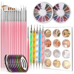 Kit de nail art peinture brosse  pinceaux striping tape botes ongles strass nail art une bote de papier ...