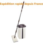 Kit de nettoyage balai vadrouille serpillire magique avec seau essoreur plus deux chiffons pour recharge ...