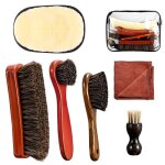 Kit de nettoyage chaussures avec 4 brosses et 1 gant microfibre - convient pour cuir et voiture