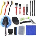 Kit de nettoyage voiture - vetobiol - 18 pi�ces - multifonction - brosses pour pneus - entretien int�rieur ...