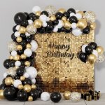 Kit noir or 109 pices noir et or confettis ballons latex arche ballon anniversaire pour retraite mariage ...