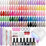 Kit ongle gel u v complet 25 couleur avec ponceuse pour ongles lampe uv kit vernis semi permanent base ...
