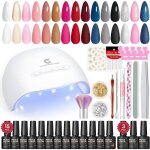 Kit ongle gel uv complet - debsy - 31 pi�ces - 15 couleurs - vernis semi - permanent - lampe uv - effet ...