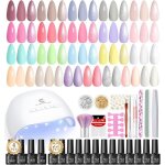 Kit ongle gel uv complet avec lampe uv 22 couleurs vernis semi permanent avec base et top coat nail art ...