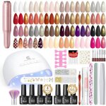 Kit ongle gel uv complet avec lampe uv et ponceuse ongles 26pcs vernis semi permanent classiques base ...