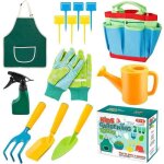 Kit doutils de jardinage pour enfants haopyou - 14 pièces avec arrosoir gants râteau pelle - blanc Kit doutils de jardinage pour enfants haopyou - 14 pièces avec arrosoir gants râteau pelle - blanc