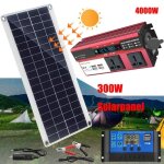 Kit de panneau solaire 300w avec contrleur 100a et onduleur 4000w pour systme dalimentation solaire ...