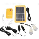 Kit panneau solaire domestique - pzcc - 3 ampoules led - 4 ports usb - �clairage secours