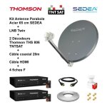 Kit parabole acier 65 cm - sedea - lnb twin full hd 4k - 2 d�codeurs ths 806 - c�ble hdmi 20m