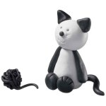 Kit de pte  modeler - fimo - funny cats - 2 x 42 g - noir et blanc - pour enfants 3 ans et plus