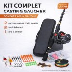 Kit p�che complet canne t�lescopique 18 m + moulinet casting gaucher + leurres + sac transport