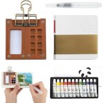 Kit peinture aquarelle voyage - palette portable 8 couleurs carnet croquis pinceau eau clip magnetique ...