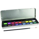 Kit de peinture daquarelle - art cr�atif - boite m�tal - 18 aquarelles - 1 pinceau - mixte