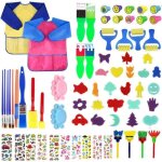 Kits de peinture pour enfants brosses de peinture ponge brosses de peinture enfant avec palette et tablier ...