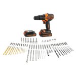 Kit perceuse  percussion sans fil - 18v - black + decker - bdc718as2f - qw - 2 batteries - chargeur ...