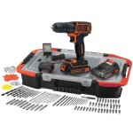 Kit perceuse visseuse sans fil - 18v - black + decker - bdcdc18bast - qw - 2 batteries - chargeur - 160 ...