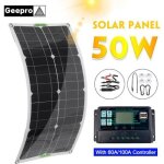 Kit photovoltaique - kit solaire kit panneau solaire portable 50w - chargeur usb double dc avec contr�leur ...
