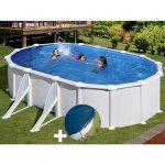 Kit piscine acier blanc gr atlantis ovale 527 x 327 x 132 m + bche hiver