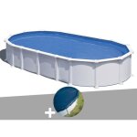 Kit piscine acier blanc gr atlantis ovale 815 x 490 x 132 m + bche hiver