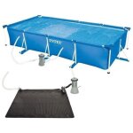 Kit piscine metal frame junior rect tubulaire (l)450 x (l)220 x (h)084m et chauffage solaire