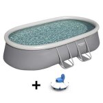 Kit piscine hors sol autoportante bestway - fast set - 488 x 305 x 107cm - ovale + robot aspirateur guppy ...