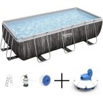 Kit piscine hors sol tubulaire bestway - power steel? - 404 x 201 x 100 cm - rectangulaire + robot aspirateur ...