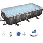 Kit piscine hors sol tubulaire bestway - power steel? - 404 x 201 x 100 cm - rectangulaire + robot aspirateur ...