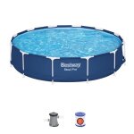 Kit piscine hors sol tubulaire bestway steel pro 366 x 76 cm - ronde (livr�e avec pompe de filtration ...