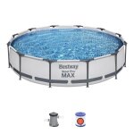 Kit piscine hors sol tubulaire bestway - steel pro max? - 366 x 76 cm - ronde - (inclus 1 pompe de filtration ...