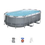 Kit piscine hors sol tubulaire bestway - steel pro max? - 427 x 250 x 100 cm - ovale (avec filtre  cartouche ...