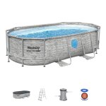 Kit piscine hors sol tubulaire bestway - steel pro max? - 427 x 250 x 100 cm - ovale (filtre  cartouche ...