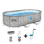 Kit piscine hors sol tubulaire bestway - steel pro max? - 427 x 250 x 100 cm - ovale (filtre � cartouche ...