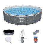 Kit piscine hors sol tubulaire bestway steel pro max? 457 x 107 cm - ronde (avec filtre  cartouche chelle ...