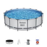 Piscine hors sol tubulaire - bestway - steel pro max - 457 x 122 cm - ronde - filtre  cartouche