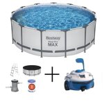 Kit piscine hors sol tubulaire bestway - steel pro max - 457 x 122 cm - ronde + robot piscine guppy
