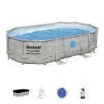Kit piscine hors sol tubulaire bestway - steel pro max? - 488 x 305 x 107 cm - ovale (filtre � sable ...