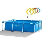 Kit piscine hors sol tubulaire intex - metal frame - 260 x 160 x 65 cm - rectangulaire 28271np + jeux ...
