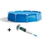 Kit piscine hors sol tubulaire intex - metal frame - 305 x 76 cm - ronde (pompe et cartouche) - 28202np ...