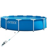 Kit piscine hors sol tubulaire intex - metal frame - 366 x 76 cm - ronde - 28212nd + nettoyeur piscine ...
