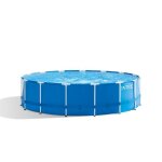 Kit piscine hors sol tubulaire intex - metal frame - 457 x 122 cm - ronde (pompe bche tapis de sol chelle) ...