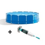 Kit piscine hors sol tubulaire intex - metal frame - 457 x 122 cm - ronde (pompe b�che tapis de sol �chelle) ...